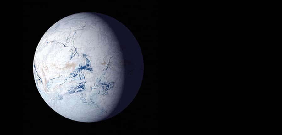 Une vue d'artiste de la Terre pendant la glaciation huronienne. © Nasa