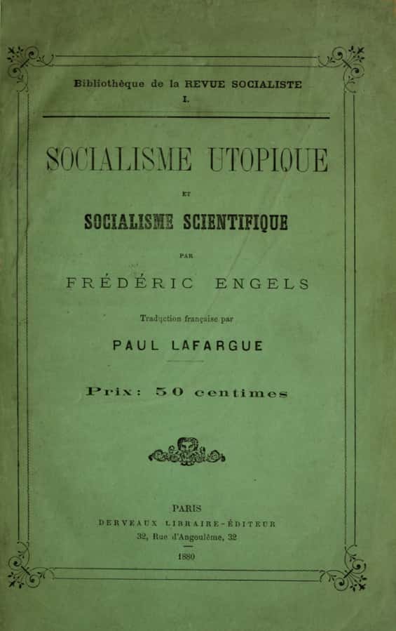 Page de couverture de Socialisme utopique et socialisme scientifique de Friedrich Engels, publié en 1880 © WIKIMÉDIA COMMONS, DOMAINE PUBLIC