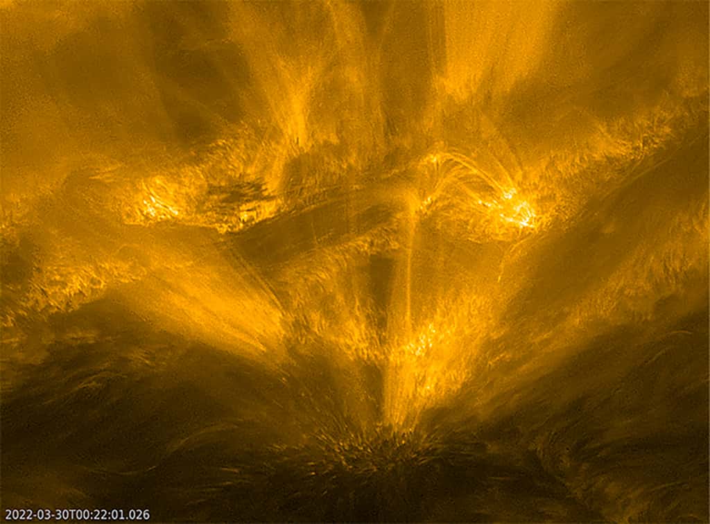 « Hérisson » solaire observé par l’instrument EUI de Solar Orbiter le 30 mars 2022. © ESA & Nasa, Solar Orbiter, EUI Team
