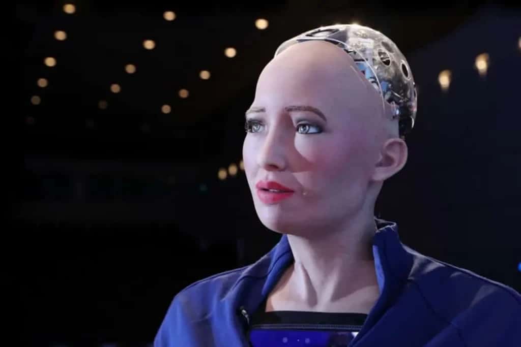 L’androide féminin Sophia surprend par la qualité de sa peau et ses mimiques du visage. © Hanson Robotics