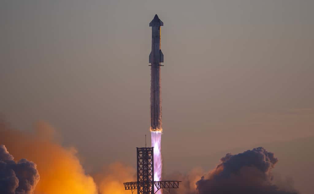 Décollage réussi du Starship lors de son deuxième vol d'essai (ITF-2). © SpaceX