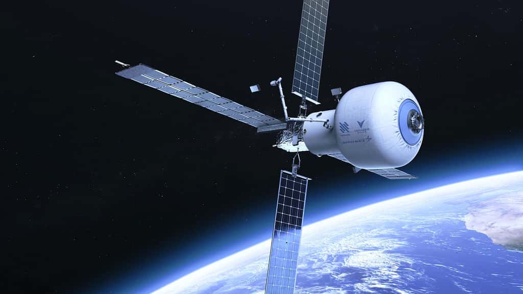 La station spatiale <em>Starlab</em> qui pourrait accueillir jusqu'à quatre astronautes. Elle serait déployée lors d'un unique lancement. © Projet Nanoracks, Voyager Space et Lockheed Martin