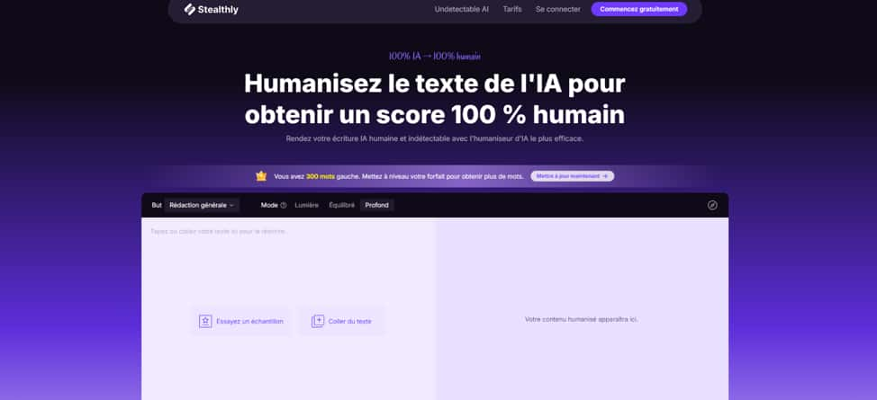  Stealthly AI, le meilleur humaniseur d’IA pour des scores 100 % humains. © Stealthly AI 