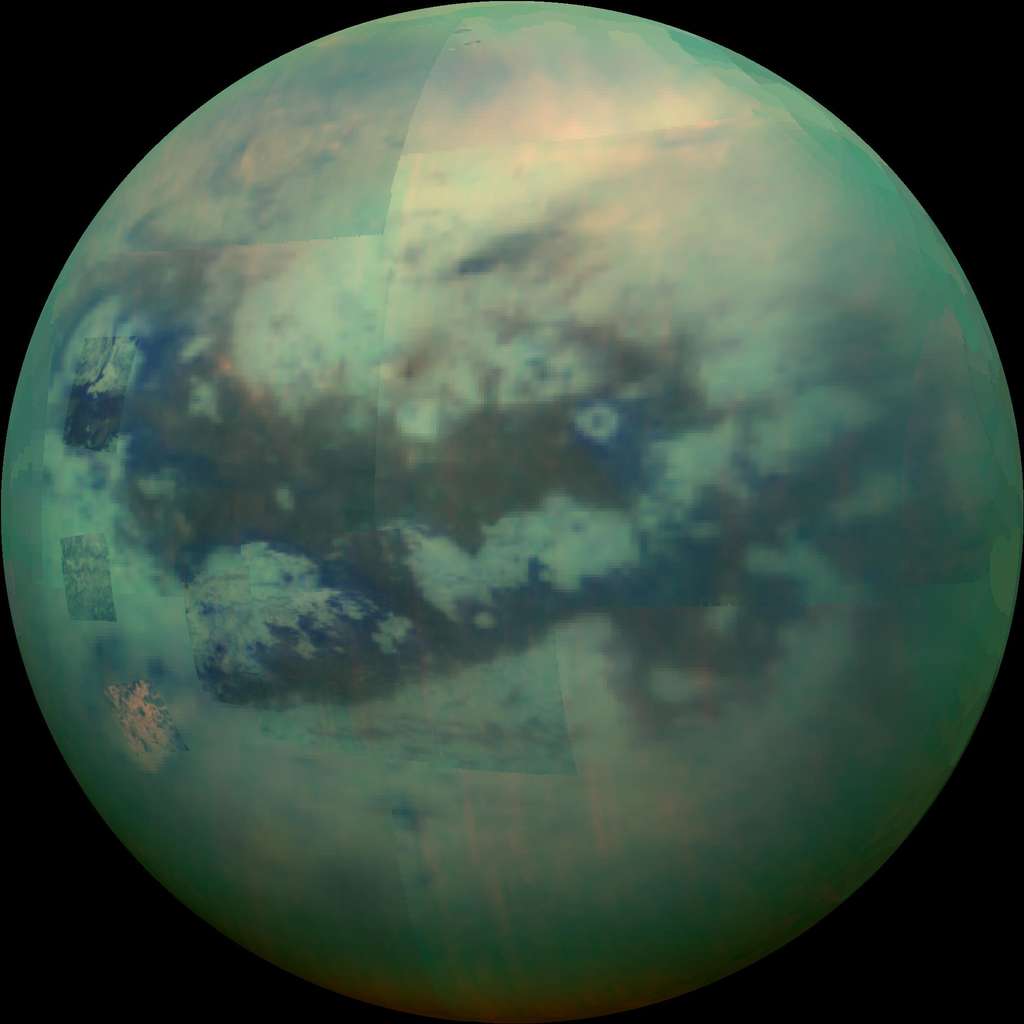 Reconstitution d'images infrarouge de Titan, capturées par la sonde Cassini. © Nasa