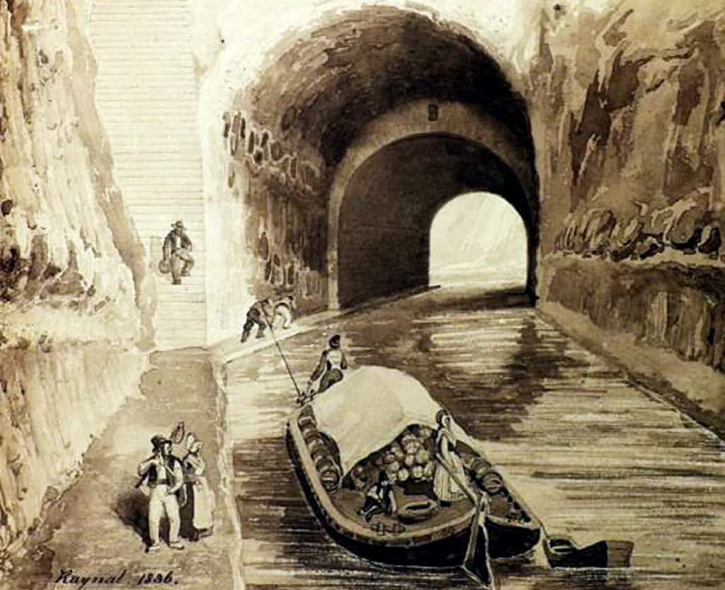 Canal du Midi, tunnel du Malpas, par Raynal en 1836. © Photo repro DDM.