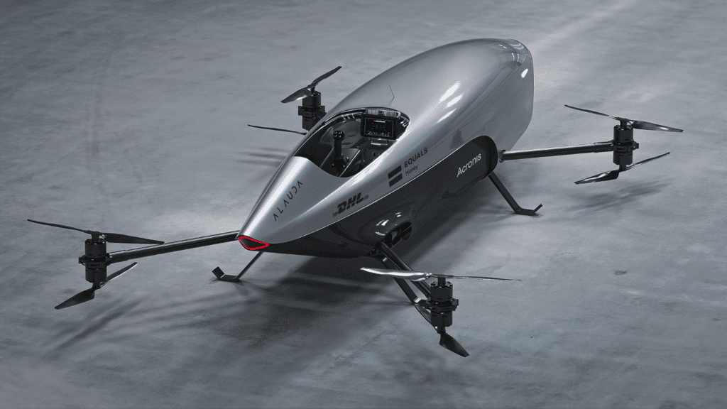  Le prototype Airspeeder Mk3 est équipé de radars, Lidar et de caméra pour éviter les collisions et retransmettre des images de la course en vue subjective. © Alauda Airspeeder