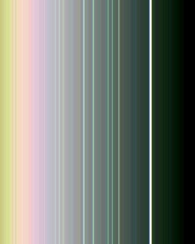 Détail des anneaux d’Uranus en fausse couleur. Photo prise par Voyager 2 le 21 janvier 1986, à 4,1 millions de km de distance. © Nasa, JPL-Caltech
