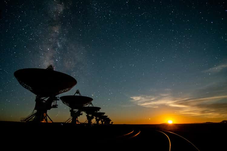 Les antennes du VLA au Nouveau-Mexique. L'observatoire va collaborer avec le programme <em>Breakthrough Listen</em>. © Seti Institute