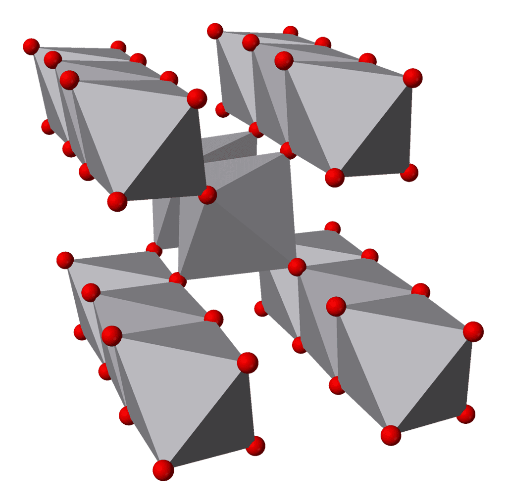 Structure cristalline du dioxyde de vanadium. © Benjah-bmm27, <em>Wikimedia Commons</em>
