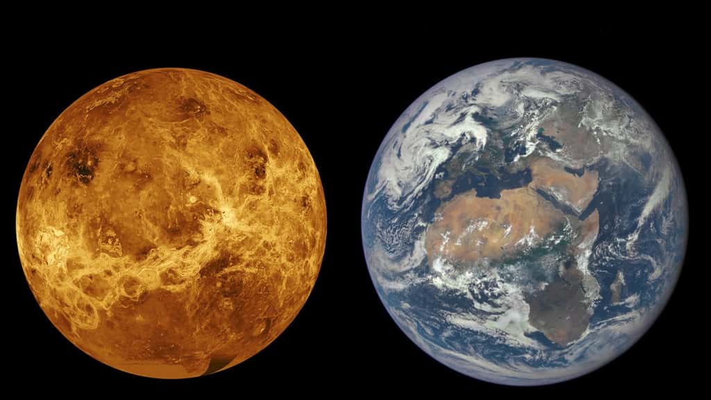 Malgré les fortes disparités entre Vénus et la Terre, les deux planètes sont souvent considérées comme sœurs du fait de leurs similarités de taille, de masse, de densité et de volume. © Nasa, JPL
