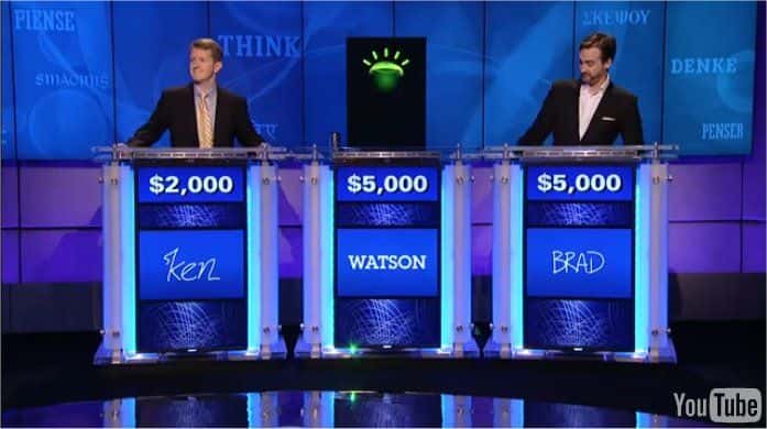 En 2011, l'ordinateur Watson a remporté le jeu télévisé Jeopardy!, basé sur des questions de culture générale. En trois manches, il a gagné un million de dollars (0,9 million d'euros aujourd'hui), une somme reversée à des œuvres. © IBM, YouTube