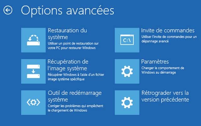 Sous Windows 8 et 10, l’accès à l’utilitaire de restauration passe par une combinaison touche Shift+redémarrage. © Microsoft