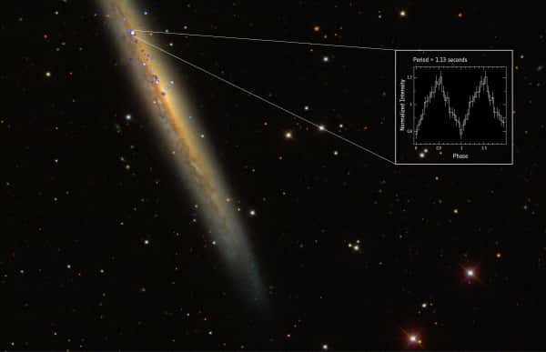 <i>« L'enquête de XMM-Newton sur les étoiles à neutrons nous a montré qu'il y a beaucoup de mystères à explorer dans ce domaine », </i>confie l'astronome de l'ESA Robert Schartel. Ici,<i> </i>un enregistrement du pulsar NGC 5907 X-1. <i>© </i>ESA, XMM-Newton-Nasa, Chandra et SDSS