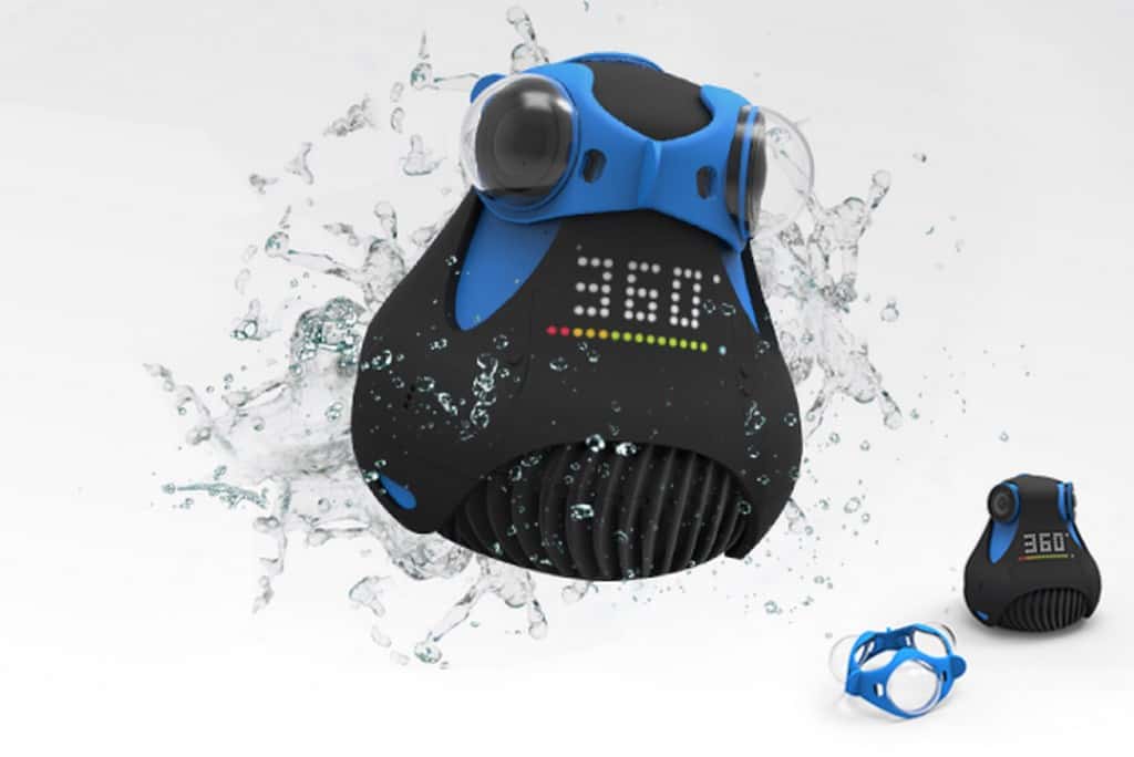 La 360cam est étanche jusqu’à dix mètres et peut filmer sous l’eau grâce à des lunettes spéciales (vendues en option). © Giroptic