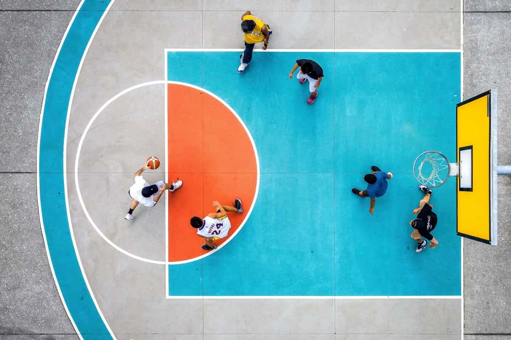Un match à 3x3 au basket, Nouvelle-Zélande. © Petra Leary, Dronestagram