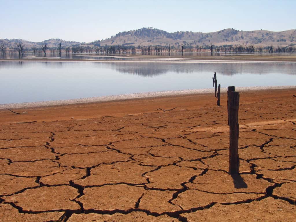 Le sol asséché près du lac Hume, au sud-est de l’Australie. © UNSW
