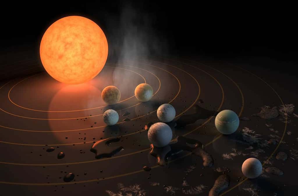 Le système Trappist-1, situé à 40 années-lumière de la Terre, pourrait être colonisé par l’Homme en 2290. © Nasa