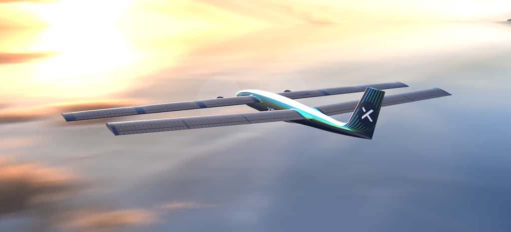 Le drone SolarXOne dispose d’une autonomie de plus de 12 heures en vol grâce à une double aile portante. © XSun