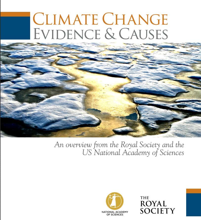 Le rapport que viennent de publier les académies des sciences des États-Unis et du Royaume-Uni, avec 20 questions sur le changement du climat. © <em>National Academy of Sciences</em>, <em>The Royal Society</em>