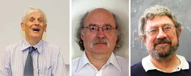 De gauche à droite, les prix Nobel de physique britanniques David Thouless, Duncan Haldane, Michael Kosterlitz. © University of Washington, Princeton University,  Brown University