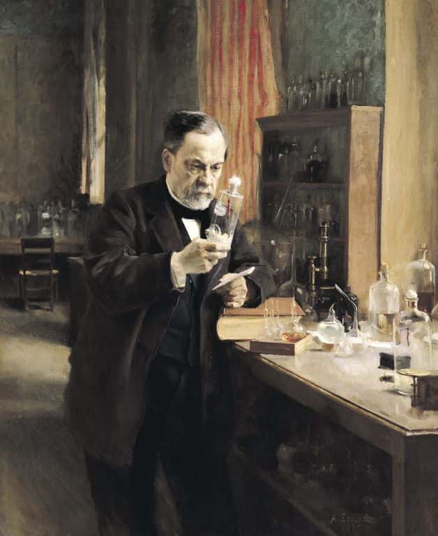 Ce tableau d'Albert Edelfelt représente Louis Pasteur examinant un bocal conternant une moelle de lapin contaminée par le virus de la rage. Le point de départ d'un bouleversement de la médecine. © Sanofi-Pasteur, Flickr, cc by nc nd 2.0