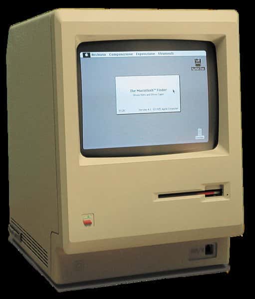 Premier d'une lignée, le Macintosh d'Apple a apporté une série d'innovations devenues banales, comme l'interface graphique. On voit ici le premier modèle, avec 128 Ko de mémoire vive et un lecteur de disquettes de 3,5 pouces... qu'Apple sera le premier à abandonner en 1998 sur son nouvel iMac. © Grm wnr, cc by sa 2.5