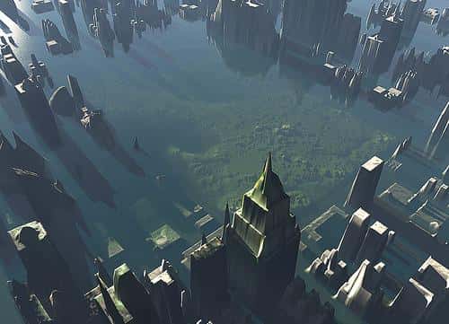 Une simulation de la submersion de la ville de New York. © Creative Commons - Cherrylynx