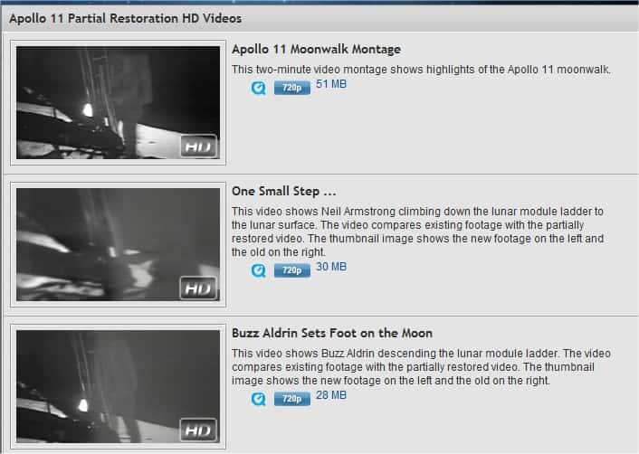 Les vidéos HD filmées par Armstrong et Aldrin sur la Lune sont désormais accessibles en ligne. A télécharger d'urgence, c'est légal !