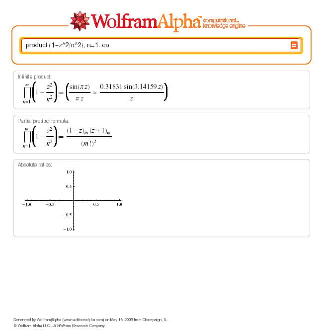 Actuellement, les performances les plus impressionnantes de Wolfram Alpha sont dans le domaine des mathématiques. Il rivalise avec Mathematica, ce qui n'est guère surprenant car il est basé sur ce logiciel. Crédit : 2009 Wolfram Alpha LLC/A Wolfram Research Company