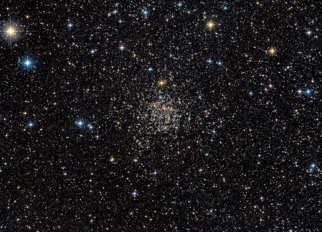 L’amas ouvert d’étoiles connu sous le nom de Rose de Caroline — ou NGC 7789 — se trouve à environ 8.000 années-lumière de la Terre, dans la constellation de Cassiopée. Des chercheurs de l’université de Californie à Santa Cruz (États-Unis) y ont trouvé des étoiles naines blanches inhabituellement massives qui ont probablement joué un rôle essentiel dans la dispersion de carbone dans l’univers. © Guillaume Seigneuret, Nasa
