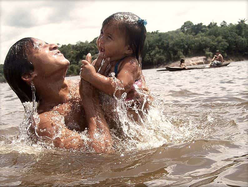 Depuis 20 ans que la communauté amazonienne d'Ilha de São Miguel, au Brésil, n'utilise plus certains filets de pêche, elle observe les plus fortes densités d'arapaima de la région. © Daniel Zanini H., Wikimedia Commons, cc by sa 2.0
