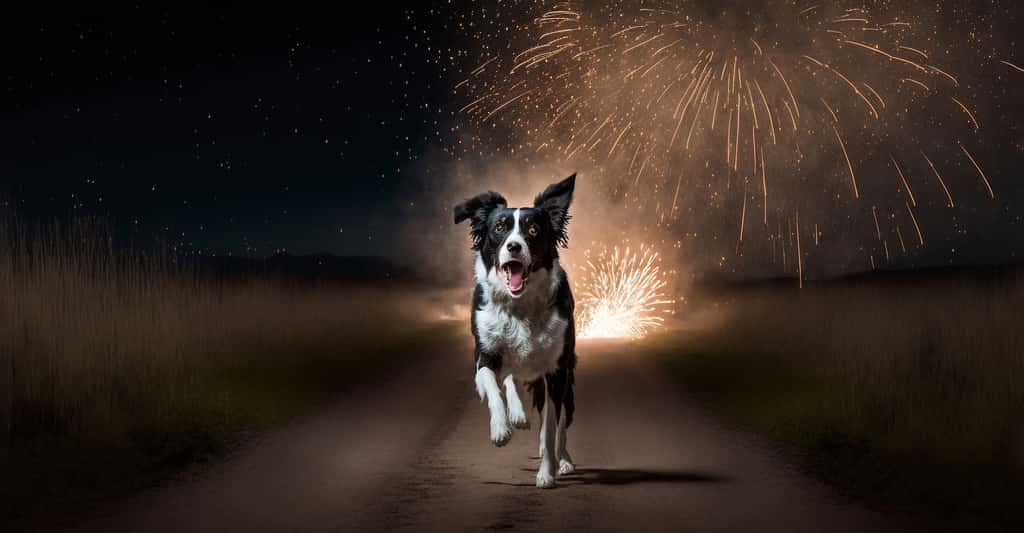 Beaucoup de chiens sont effrayés par les feux d’artifice. Des chercheurs de la Curtin University (Australie) montrent aujourd’hui qu’ils ne sont pas les seuls animaux à en souffrir. © belyaaa, Adobe Stock