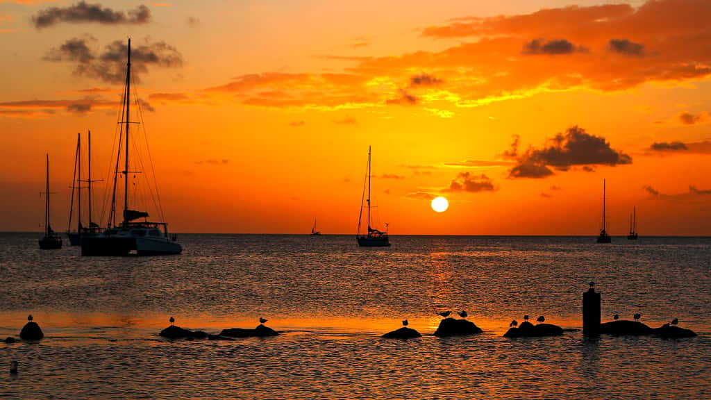 Coucher de soleil sur Rodney Bay. © Antoine, tous droits réservés, reproduction interdite