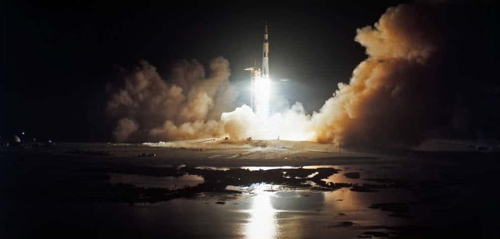 Le décollage d’Apollo 17 au cœur de la nuit. © Nasa