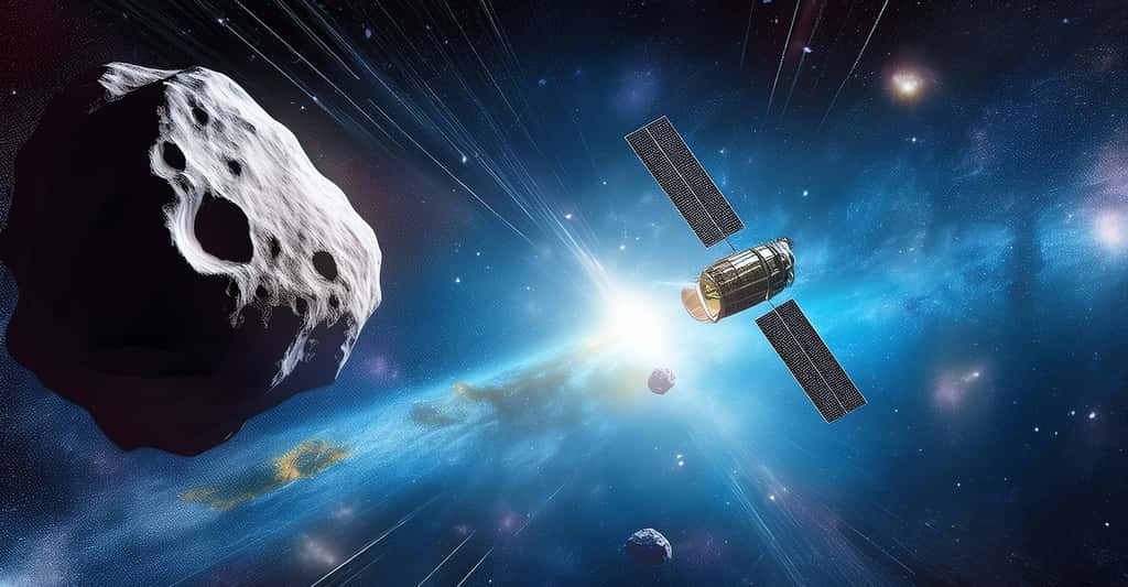 Des chercheurs de l’université Western Ontario (Canada) ont calculé qu’un impact de l’astéroïde 2024 YR4 le 22 décembre 2032 sur la Lune pourrait renvoyer des fragments vers nos satellites et les mettre en danger. © John, Adobe Stock