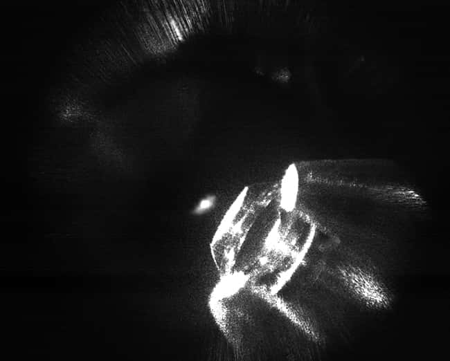 Les atomes refroidis par laser et observés à l’aide d’une caméra montée sur microscope. © Université d’Otago