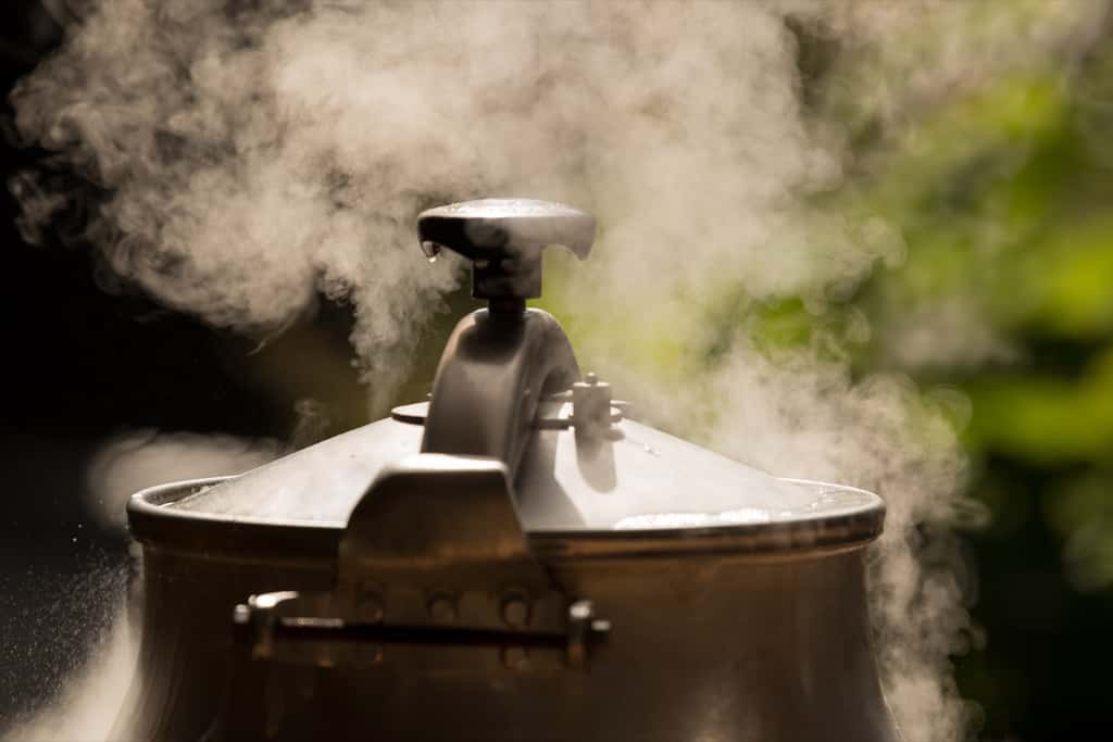 Selon des chercheurs américains, un traitement à la chaleur sèche avec un simple autocuiseur de cuisine décontamine les masques FFP2. © Luis, Adobe Stock
