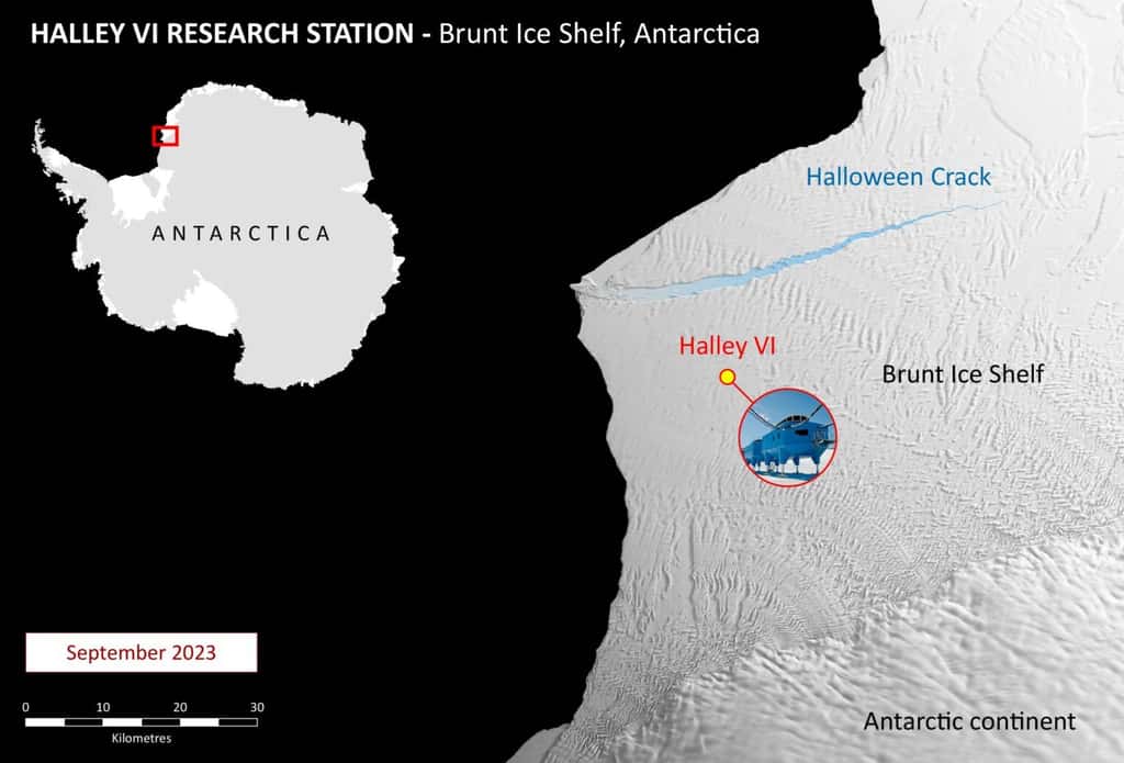 Pour situer la barrière de Brunt et son glacier en Antarctique. © <em>British Antarctic Survey</em>