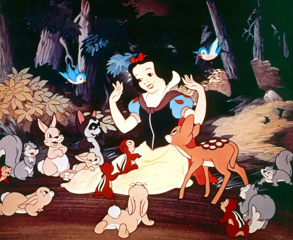Dans <em>Blanche-Neige et les sept nains</em> (1938), la biodiversité était joliment représentée. Selon des travaux publiés en 2015, c’est moins le cas dans les dessins animés de Disney plus récents. © <em>The Walt Disney Company</em>