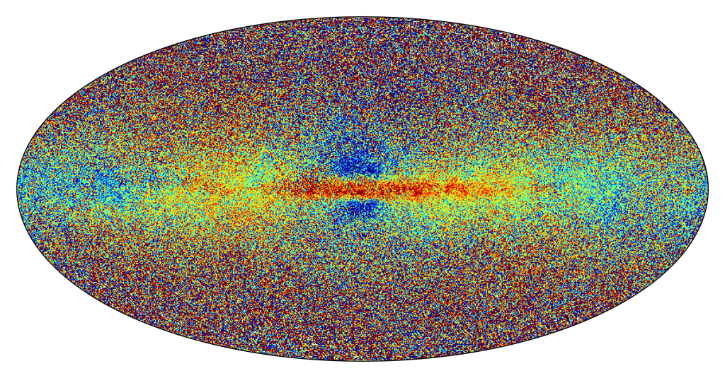 Cette carte montre les métallicités des étoiles de la Voie lactée mesurées par la mission Gaia. Les étoiles rouges sont les plus riches en métaux. Les étoiles bleues, les plus pauvres en métaux. © <em>Gaia Data Release 3 : Chemical cartography of the Milky Way by Gaia Collaboration et al. 2022</em>, CC by-SA 3.0 IGO