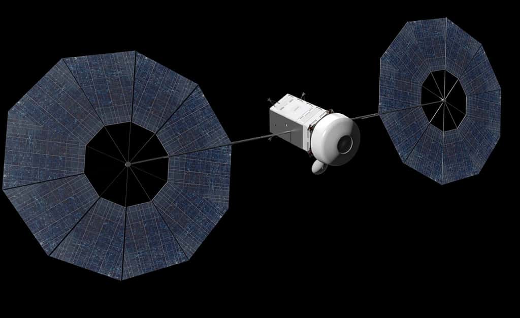 Concept avancé de véhicule spatial conçu pour récupérer un astéroïde de petite taille et le ramener près de la Terre. © Nasa, JPL