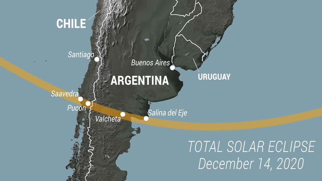 L’éclipse totale de Soleil de ce lundi 14 décembre 2020 sera visible depuis l’Argentine et le Chili. © Nasa