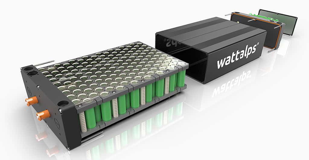 Une vue éclatée de la batterie lithium-ion mise au point par WATTALPS. © WATTALPS