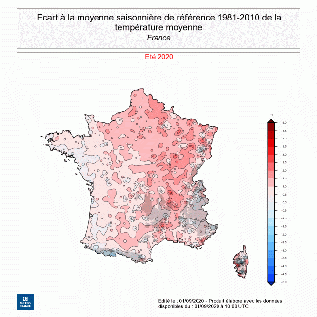 L’été 2020 avait déjà été très chaud sur la France. © Météo France