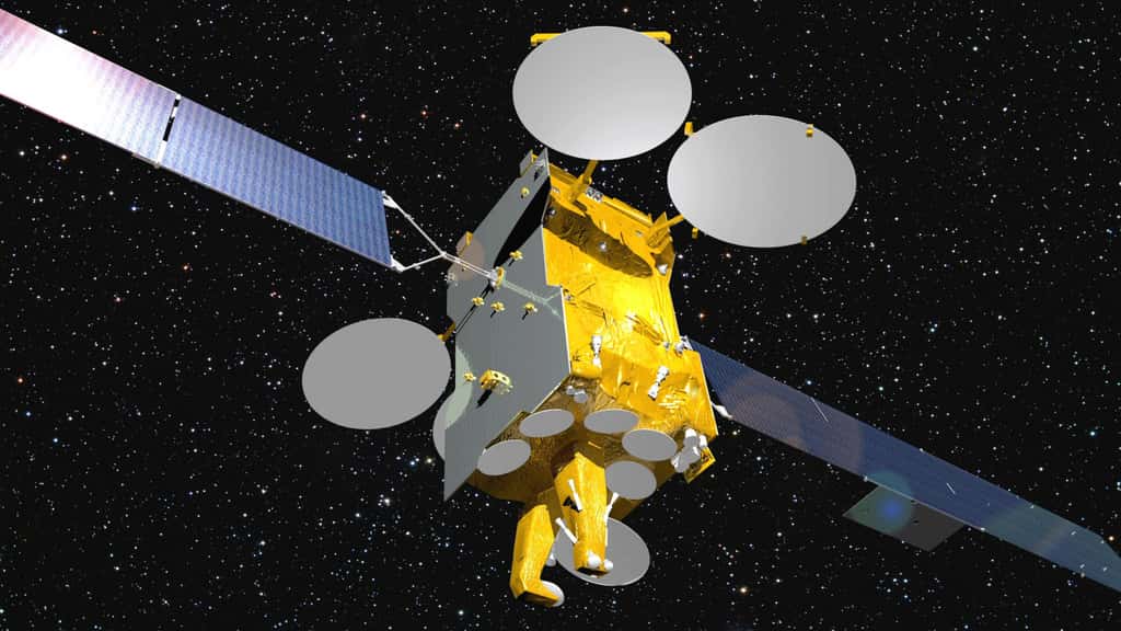 Vue d'artiste d'Eutelsat 3B, un des satellites approchés par Luch Olymp 2. © Airbus Defence & Space (Astrium)