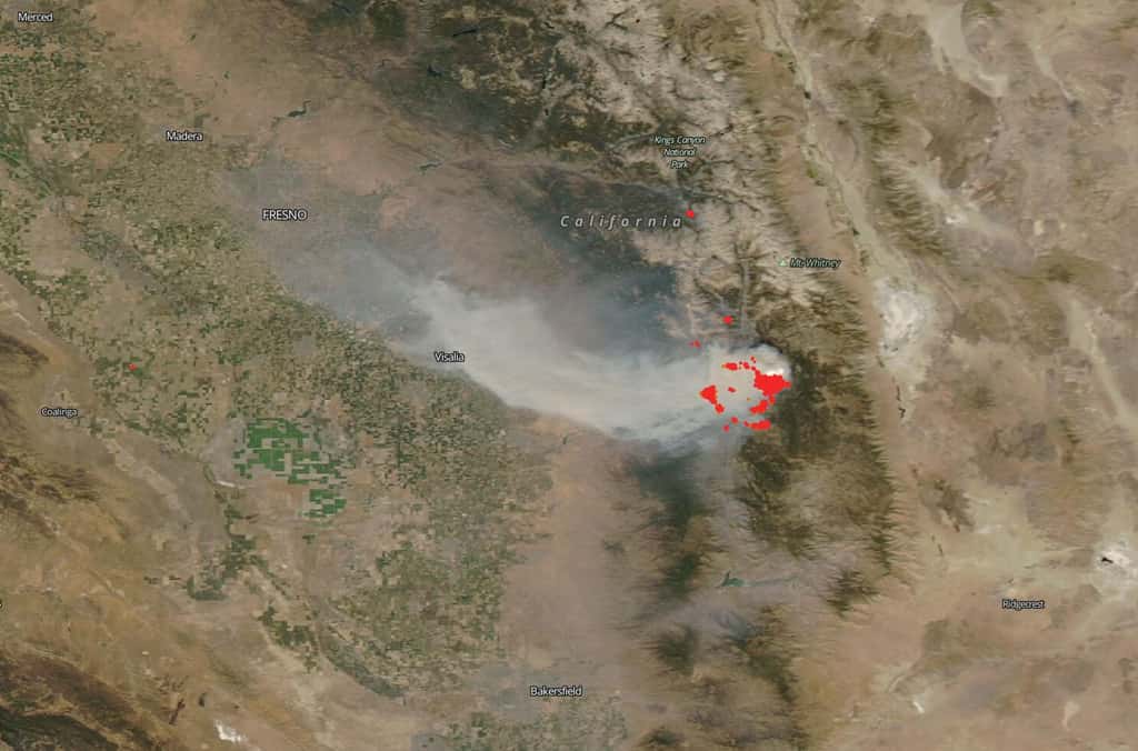 Des images prises le 4 septembre 2020 par le satellite Aqua d’incendies signalés le 24 août. © Nasa