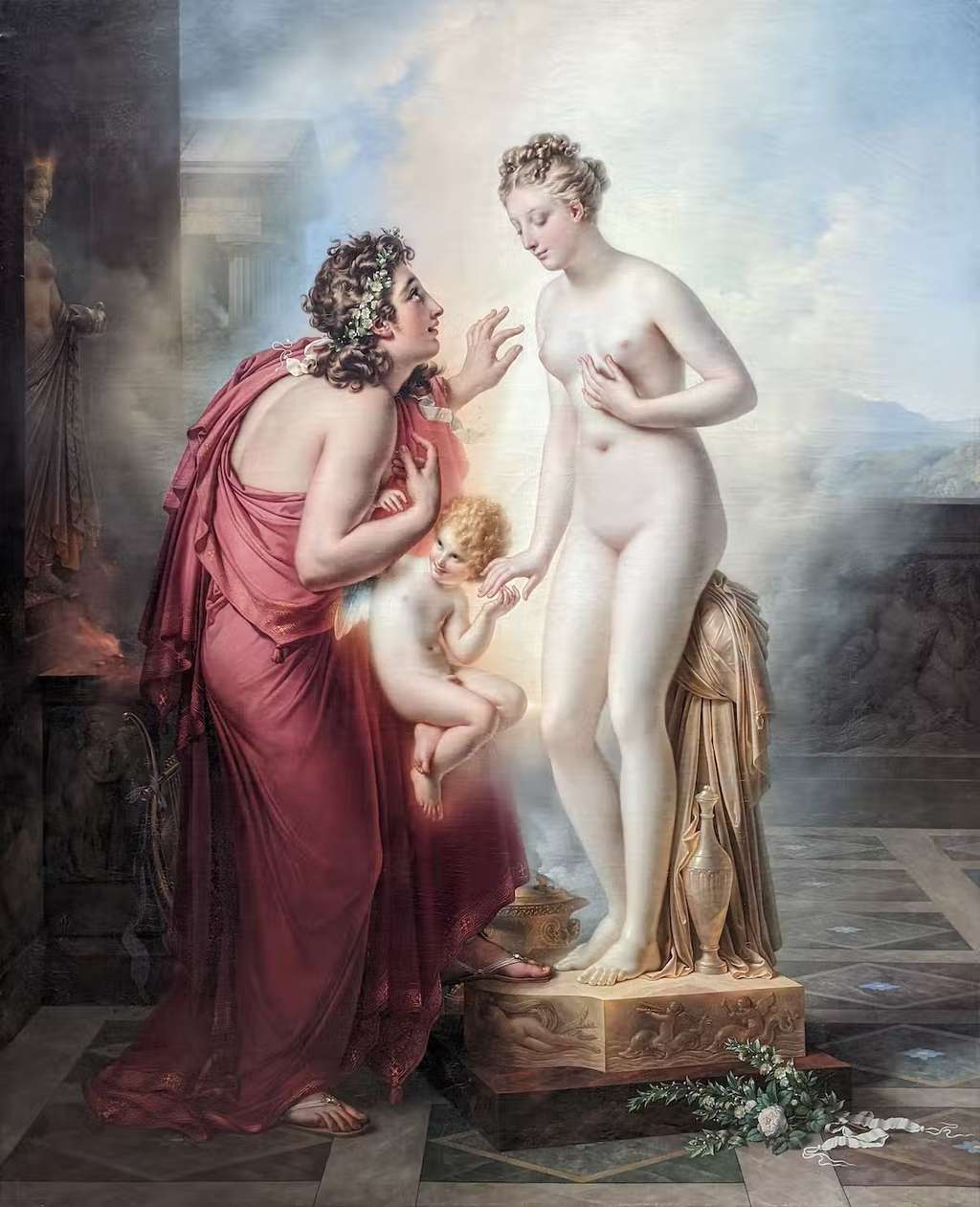 Peinture de Pygmalion et Galate. Musée du Louvre. Anne-Louis Girodet de Roussy-Trioson, Domaine public, <em>Wikimedia Commons</em>