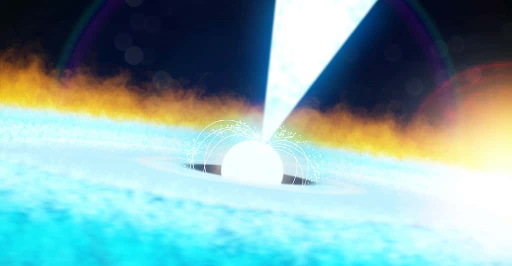 Grâce à Nicer, la Nasa a enregistré un flash de rayons X d’une incroyable intensité. Le résultat d’une explosion thermonucléaire sur un pulsar baptisé J1808. Et dont les caractéristiques intriguent les astronomes. © <em>Goddard space flight center</em>, Nasa