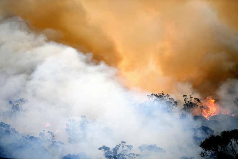 Un incendie volontairement déclenché par les pompiers pour en contenir un autre dans la région de Spencer (Australie) le 9 décembre 2019. © Saeed Khan, AFP