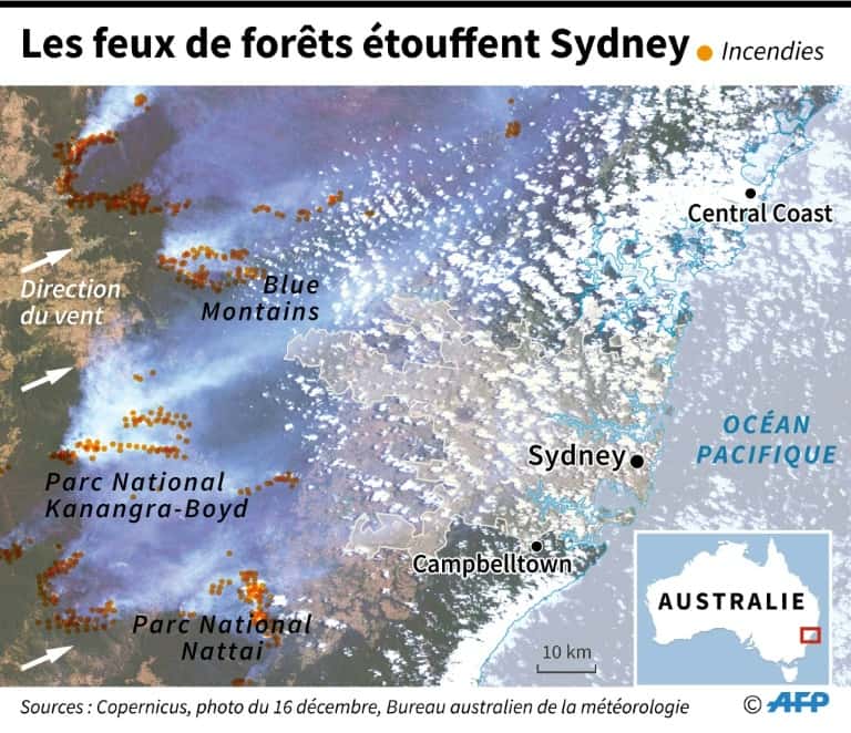Les feux de forêts étouffent Sydney. © Patricio Arana, AFP